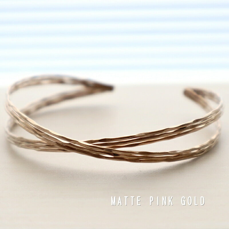 【2024-25年秋冬新作☆数量限定生産！】THE RING DESIGN FACTORY "Cross the line" Bracelet クロスデザイン ブレスレット(2 COLOR) 【クロスさせたデザイン 調整可能 マットな質感 ギフト】