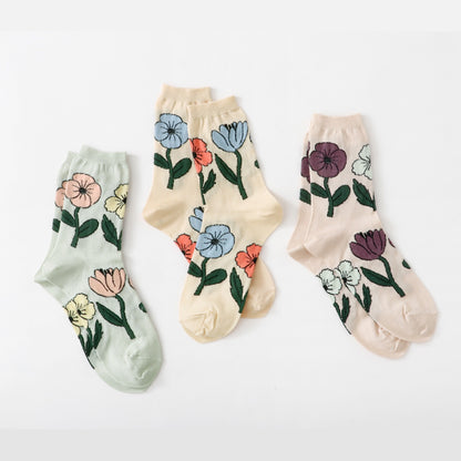 French Bull フレンチブル No.11-26111 ダンスソックス(3色) 2026年春夏新作 宴 レディース 靴下 花柄 ペールトーン シルケットの綿糸 日本製【追跡メール便送料無料】