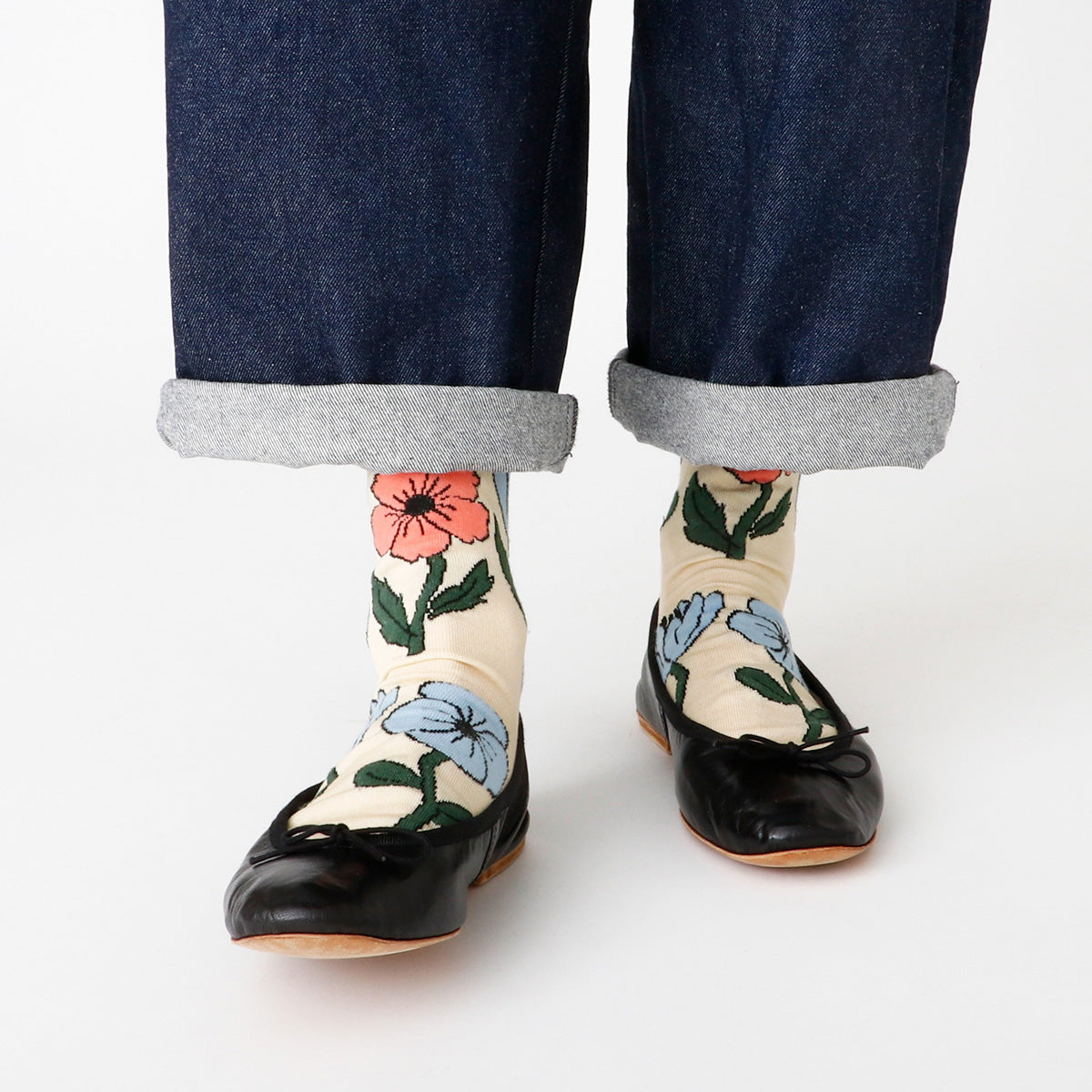 French Bull フレンチブル No.11-26111 ダンスソックス(3色) 2026年春夏新作 宴 レディース 靴下 花柄 ペールトーン シルケットの綿糸 日本製【追跡メール便送料無料】