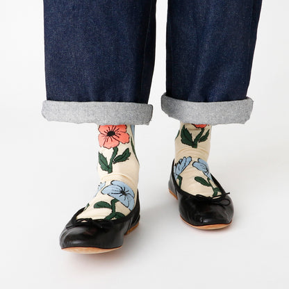French Bull フレンチブル No.11-26111 ダンスソックス(3色) 2026年春夏新作 宴 レディース 靴下 花柄 ペールトーン シルケットの綿糸 日本製【追跡メール便送料無料】