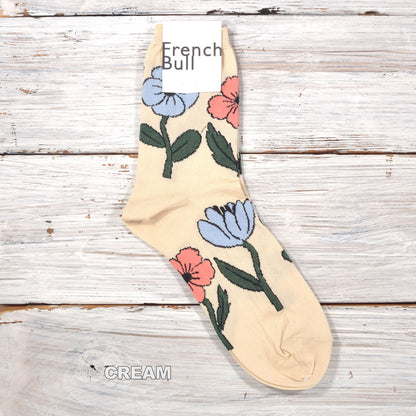 French Bull フレンチブル No.11-26111 ダンスソックス(3色) 2026年春夏新作 宴 レディース 靴下 花柄 ペールトーン シルケットの綿糸 日本製【追跡メール便送料無料】