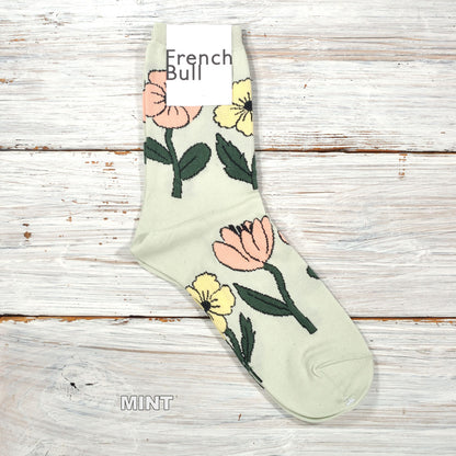 French Bull フレンチブル No.11-26111 ダンスソックス(3色) 2026年春夏新作 宴 レディース 靴下 花柄 ペールトーン シルケットの綿糸 日本製【追跡メール便送料無料】