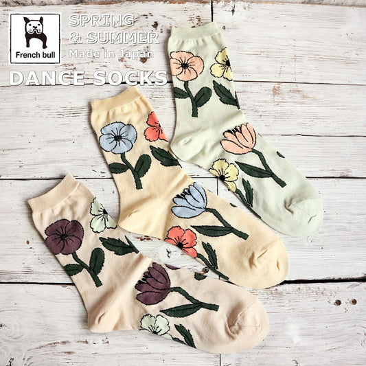 French Bull フレンチブル No.11-26111 ダンスソックス(3色) 2026年春夏新作 宴 レディース 靴下 花柄 ペールトーン シルケットの綿糸 日本製【追跡メール便送料無料】