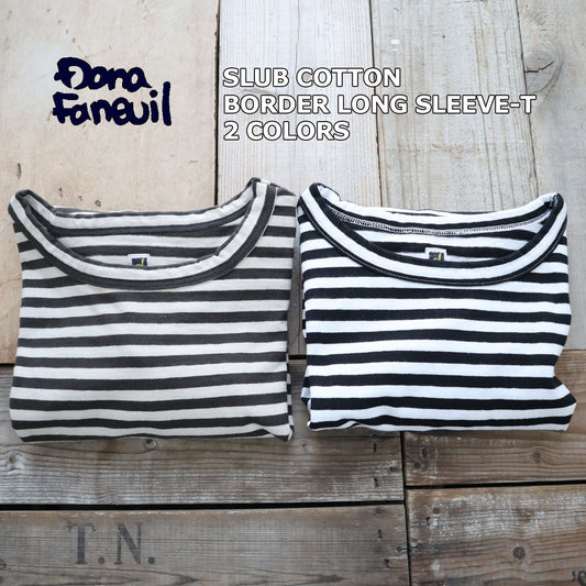DANA FANEUIL(ダナファヌル) ムラ糸ボーダー 長袖Tシャツ D-5822401(2色×2サイズ)【コットンTシャツ レディース 高品質 日本製】