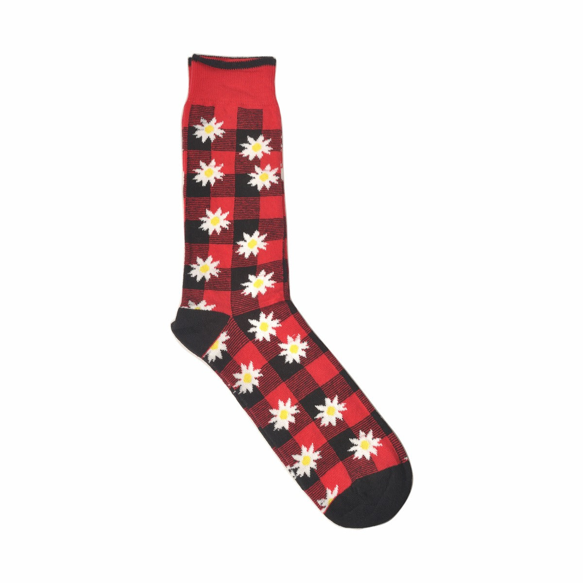 Mark McNairy x DEMOCRATIQUE SOCKS(マークマクナイリーxデモクラティックソックス)クルーソックス靴下 "Buffalo Daisy Spring Red" from Denmark Copenhagen【ユニセックス/メンズ】【コラボ ショートソックス】
