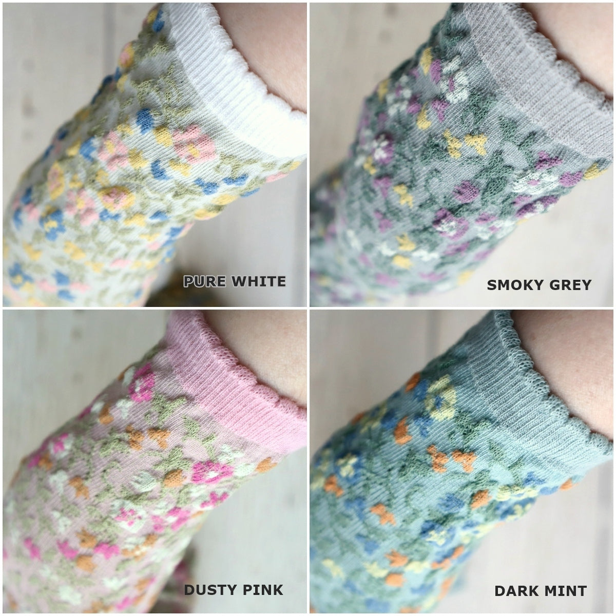 DUSTY FLOWER SOCKS ダスティフラワーコットンソックス(4色) 【2025年春夏 数量限定 綿 ダスティカラー 程良い厚み 凸凹 立体的 フロッキー ワッフル ジャガード編み 韓国】