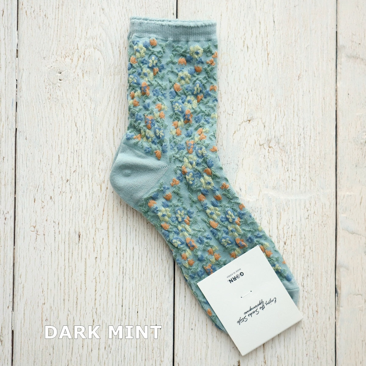 DUSTY FLOWER SOCKS ダスティフラワーコットンソックス(4色) 【2025年春夏 数量限定 綿 ダスティカラー 程良い厚み 凸凹 立体的 フロッキー ワッフル ジャガード編み 韓国】