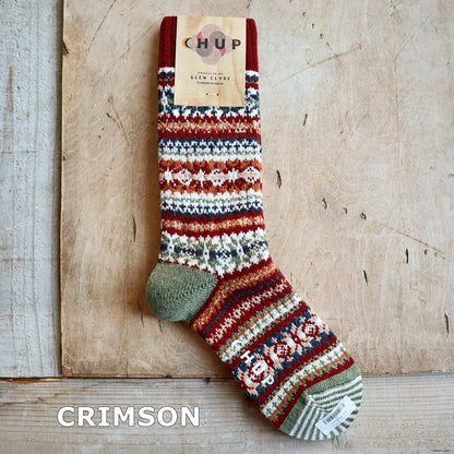 CHUP(チュプ) "FAIR SNOW(フェアスノー)" ウォッシャブルウールソックス(4色×2サイズ) 【2025-26年秋冬☆数量限定生産 日本製 再入荷無し 丈夫 適度な厚み フェアアイル柄 ノルディック柄 ナバホ柄】