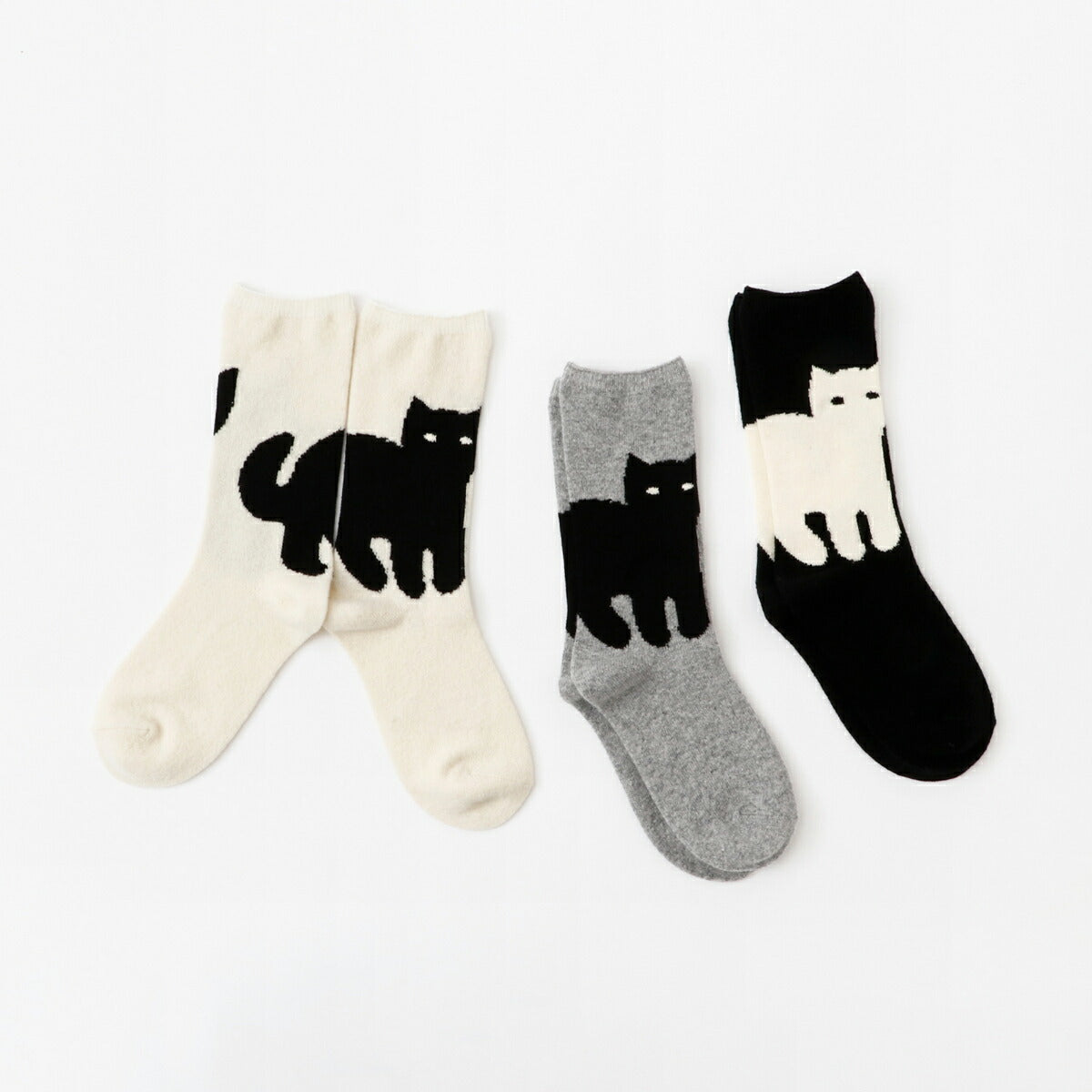 French Bull(フレンチブル)No.11-24274 シャトンソックス winter(3色)【24-25秋冬 立ち姿が可愛い子猫がモチーフ リサイクルメリノウール 程よい厚み 贈り物に 日本製】
