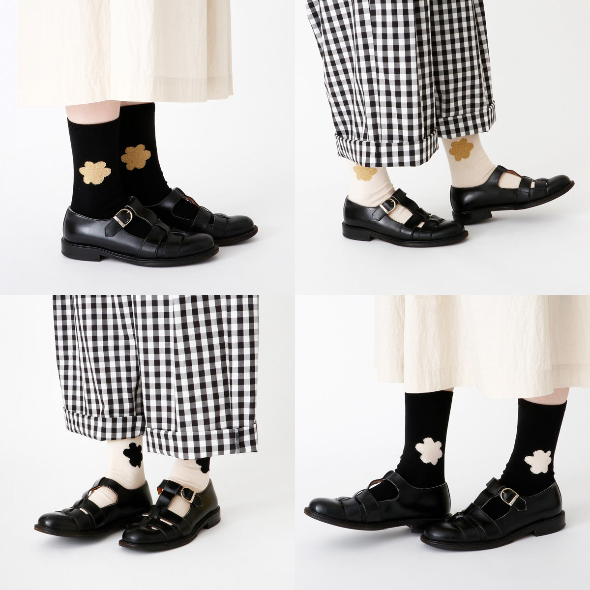 French Bull フレンチブル No.11-26103 フラワーソックス(2色) 2026年春夏新作 宴 レディース 靴下 お花のワンポイント柄 綿シルケット糸 日本製【追跡メール便送料無料】