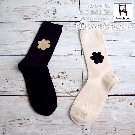 French Bull フレンチブル No.11-26103 フラワーソックス(2色) 2026年春夏新作 宴 レディース 靴下 お花のワンポイント柄 綿シルケット糸 日本製【追跡メール便送料無料】