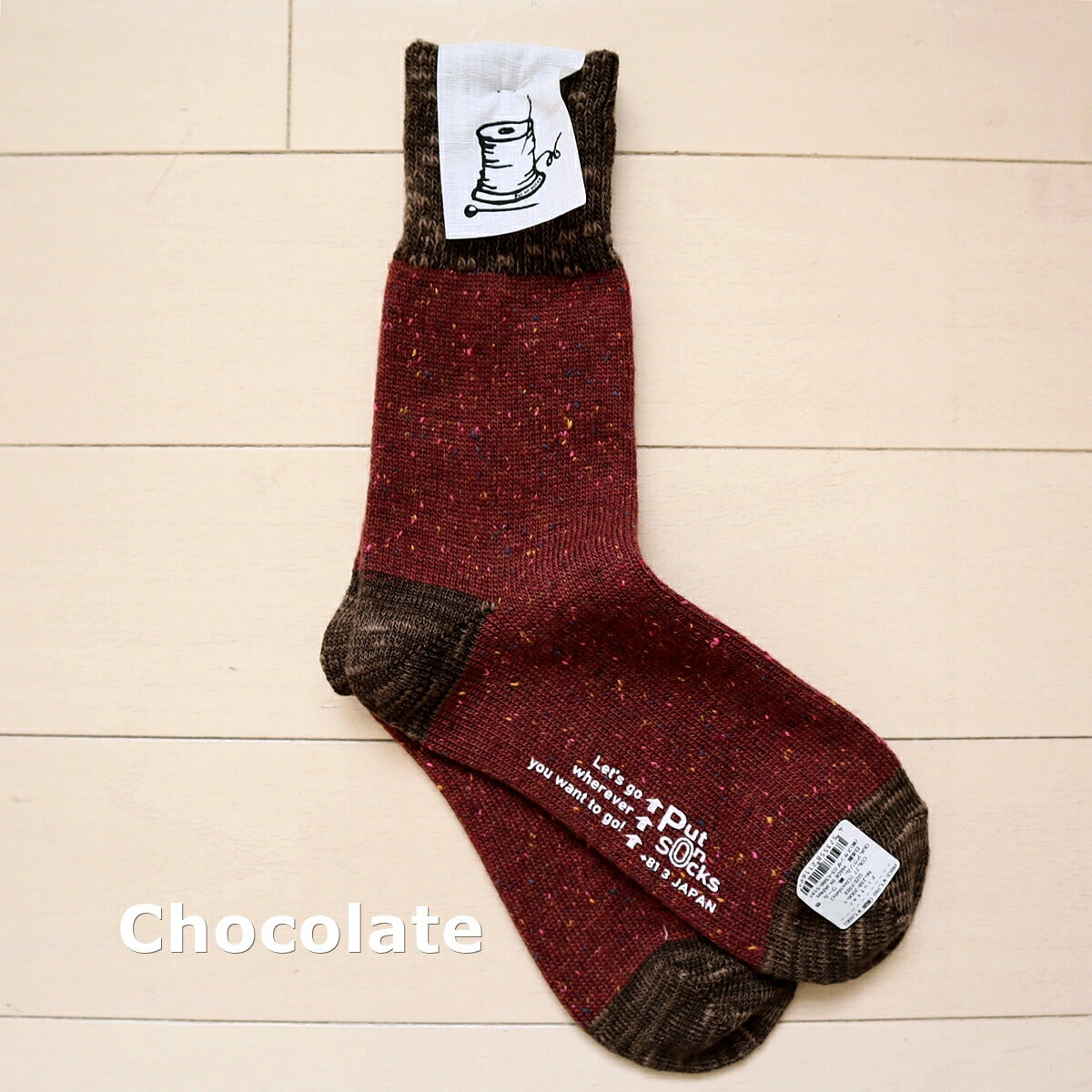 Put on socks(プットオンソックス) "Flutter(フラッター)" 配色 ウール ネップ ソックス(8 COLOR)【204-25年秋冬☆数量限定生産！】【ネップ バイカラー かわいい 温活 日本製】