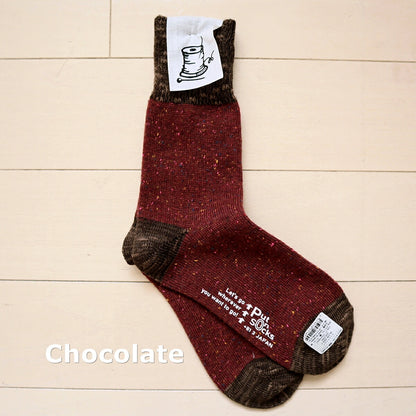 Put on socks(プットオンソックス) "Flutter(フラッター)" 配色 ウール ネップ ソックス(8 COLOR)【204-25年秋冬☆数量限定生産！】【ネップ バイカラー かわいい 温活 日本製】