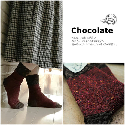 Put on socks(プットオンソックス) "Flutter(フラッター)" 配色 ウール ネップ ソックス(8 COLOR)【204-25年秋冬☆数量限定生産！】【ネップ バイカラー かわいい 温活 日本製】