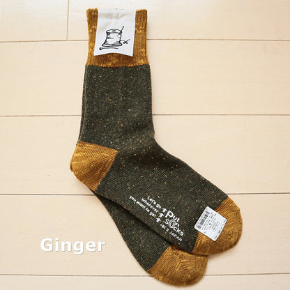 Put on socks(プットオンソックス) "Flutter(フラッター)" 配色 ウール ネップ ソックス(8 COLOR)【204-25年秋冬☆数量限定生産！】【ネップ バイカラー かわいい 温活 日本製】