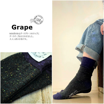 Put on socks(プットオンソックス) "Flutter(フラッター)" 配色 ウール ネップ ソックス(8 COLOR)【204-25年秋冬☆数量限定生産！】【ネップ バイカラー かわいい 温活 日本製】