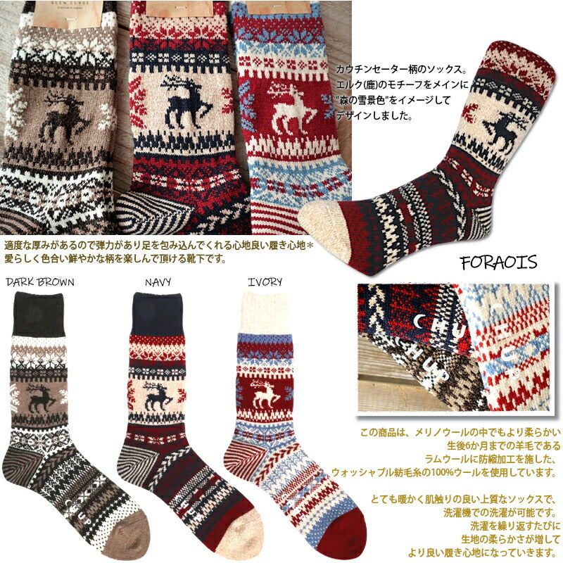 CHUP(チュプ)"FORAOIS(フォリーシュ)"【2022-23年秋冬☆数量限定生産】【日本製/MADEIN JAPAN】ネイティブアメリカン柄ソックス(3色)【再入荷無し/ウォッシャブルウール/メンズ/レディース】