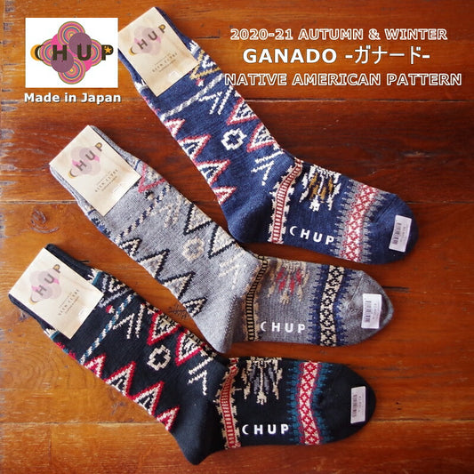 CHUP(チュプ)"GANADO(ガナード)"【数量限定生産】【日本製】オルティガ柄ソックス(3色)【S/M/ネイティブアメリカン】