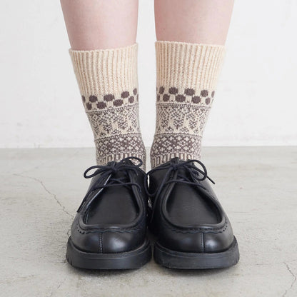 Homie(ホミー/ホーミー)No.H-084 ウールコットン ジャガードドットソックス(5色)【2025-26年秋冬☆数量限定生産！ラムウール シャリ感 暖か 冷えとり】