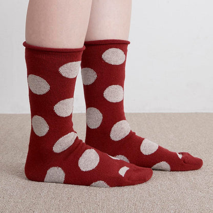 Homie(ホミー/ホーミー)No.H-034 ウールビッグドットソックス(7色)【2025-26年秋冬☆新色追加♪数量限定生産！ウール シャリ感 ドット 暖か 冷えとり】