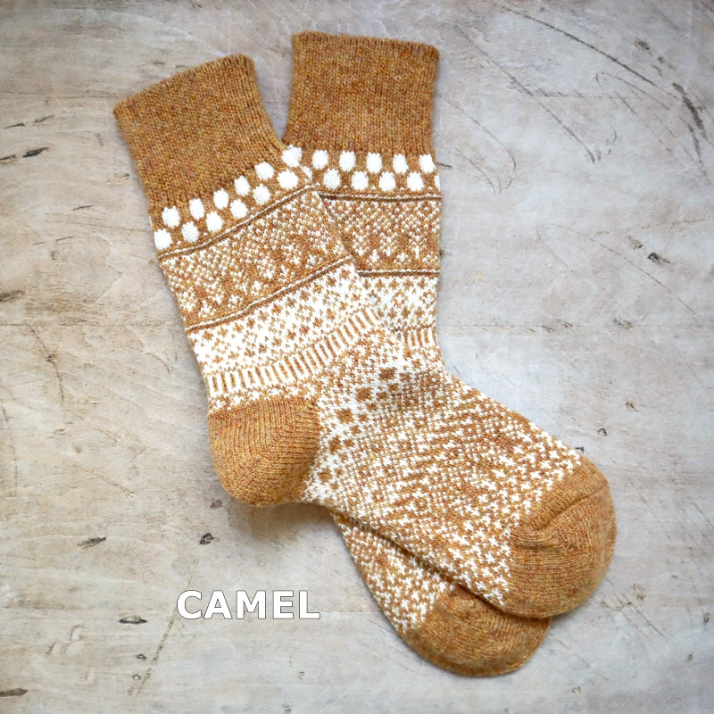 Homie(ホミー/ホーミー)No.H-084 ウールコットン ジャガードドットソックス(5色)【2025-26年秋冬☆数量限定生産！ラムウール シャリ感 暖か 冷えとり】