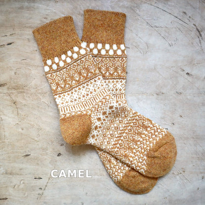 Homie(ホミー/ホーミー)No.H-084 ウールコットン ジャガードドットソックス(5色)【2025-26年秋冬☆数量限定生産！ラムウール シャリ感 暖か 冷えとり】