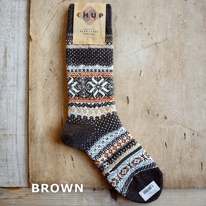 CHUP(チュプ) "HANSKER(ハンスカー)" ウォッシャブルウールソックス(4色×2サイズ) 【2025-26年秋冬☆数量限定生産 日本製 再入荷無し 丈夫 適度な厚み フェアアイル柄 ノルディック柄 ナバホ柄】