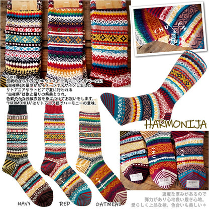 CHUP(チュプ)"HARMONIJA(ハルモニア)"【2021-22年秋冬☆数量限定生産】【日本製/MADEIN JAPAN】フェアアイル柄ソックス(3色)【再入荷無し/コーマ綿/丈夫/フェアアイル柄/S/M/メンズ/レディース】