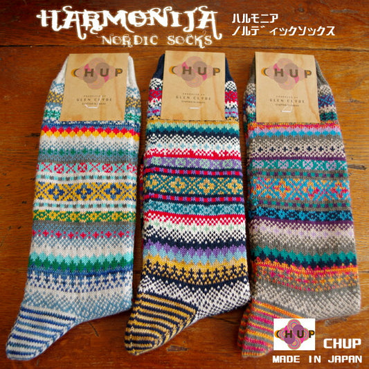 CHUP(チュプ)【数量限定】【メンズ/レディース】"HARMONIJA/ハルモニア" ソックス(レッグウェア)(3色)【アウトドア/カラフル/ナチュラル/アーガイル】【100％綿コーマ糸】【冷えとり/重ね履き/暖かい靴下/綿靴下】
