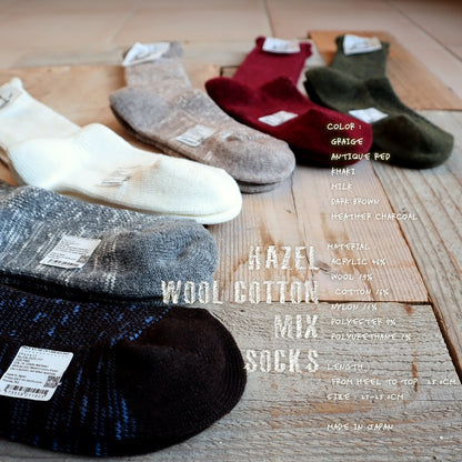 Put on socks(プットオンソックス)"Hazel"ヘーゼル ウールコットンミックスソックス(6 COLOR)【東レ ホットレイ コットンスラブ 秋冬☆数量限定生産 日本製 MADE IN JAPAN】