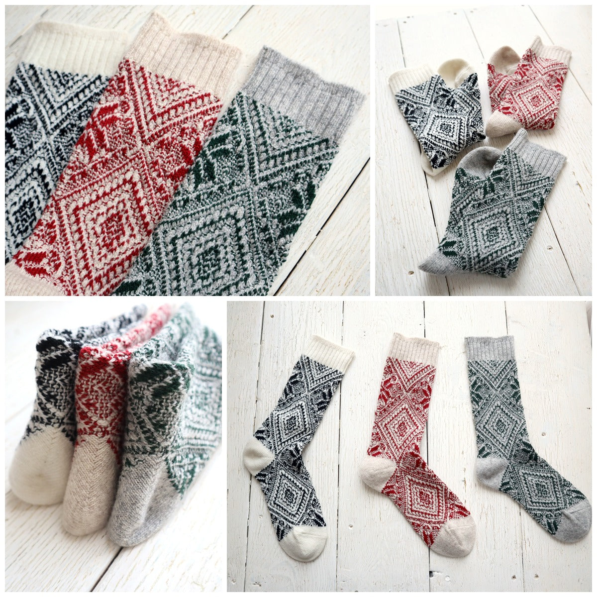 French Bull(フレンチブル)No.01-0332 ヒンメリソックス(3色)【レディース 靴下 日本製 2025-26年秋冬 オーナメントのヒンメリをイメージ ジャガード編み 防縮ウール 贈り物】