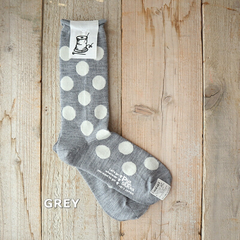 Put on socks(プットオンソックス)"Hopscotch"ホップスコッチ メリノウール ドットソックス(6 COLOR)【ニュージーランドメリノ 防縮 暖か 温活 冷えとり】【日本製】