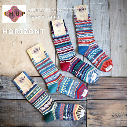 CHUP(チュプ) "HORIZONT(ホリゾント)" ソックス(4色 × 2サイズ) 【2025-26年秋冬☆数量限定生産 日本製 再入荷無し 丈夫 適度な厚み フェアアイル柄 ノルディック柄 ナバホ柄】