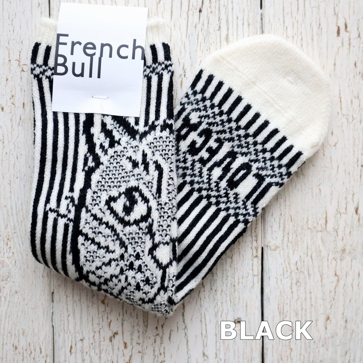 French Bull(フレンチブル)No.11-24266 アイラブキャットソックス(4色)【レディース 靴下 25-26年秋冬 ネコへの愛情を表現 ジャガード編み 柔らかいウール 厚手 贈り物に 防縮ウール 日本製】