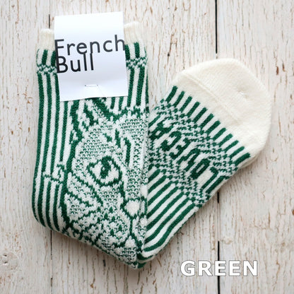 French Bull(フレンチブル)No.11-24266 アイラブキャットソックス(4色)【レディース 靴下 25-26年秋冬 ネコへの愛情を表現 ジャガード編み 柔らかいウール 厚手 贈り物に 防縮ウール 日本製】