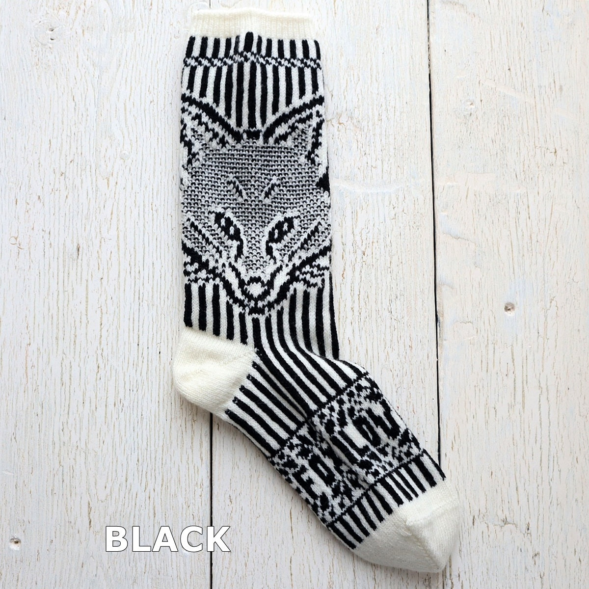 French Bull(フレンチブル)No.11-25265 アイラブフォックスソックス(3色)【レディース 靴下 25-26年秋冬 キツネ柄 ジャガード編み 柔らかいウール 厚手 冬の贈り物にも 防縮ウール使用 日本製】