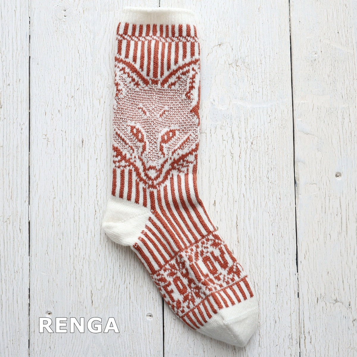 French Bull(フレンチブル)No.11-25265 アイラブフォックスソックス(3色)【レディース 靴下 25-26年秋冬 キツネ柄 ジャガード編み 柔らかいウール 厚手 冬の贈り物にも 防縮ウール使用 日本製】