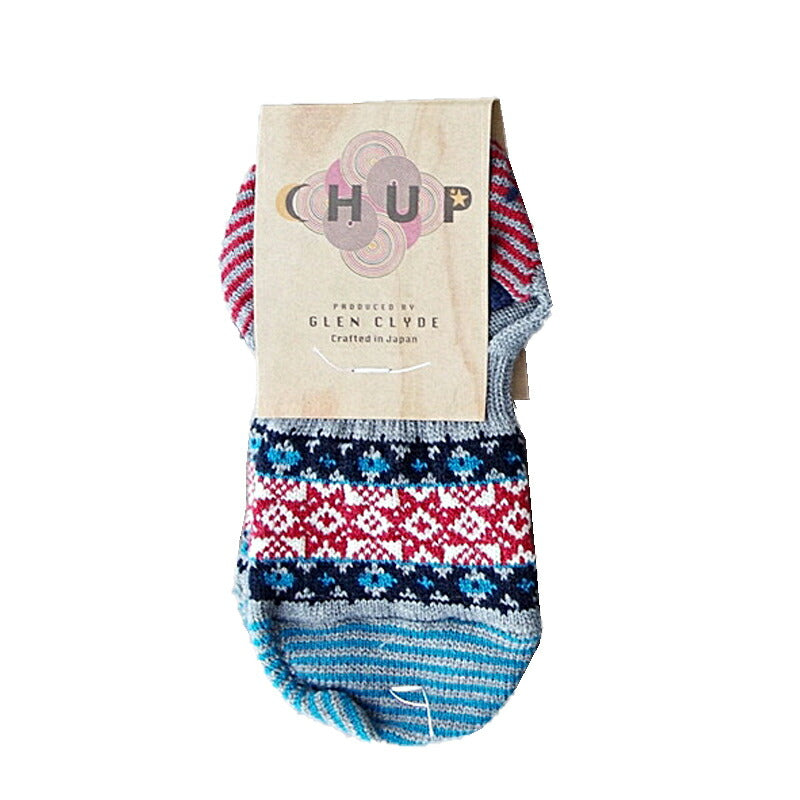 CHUP(チュプ)"KUUMA(クーマ）"フェアアイル柄フットカバーソックス(3色)【数量限定生産】【日本製 MADEIN JAPAN】【再入荷無し コーマ綿 ノルディック柄 S M メンズ レディース】