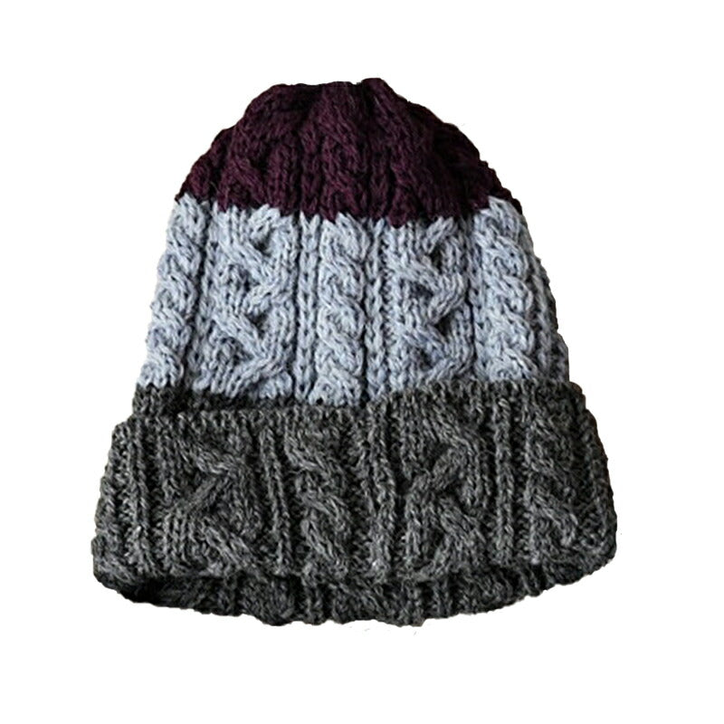 HIGHLAND 2000(ハイランド2000) BW016 ARAN BOB CAP 3 COLOR BLOCK(5 color)【MADE IN ENGLAND】【男女兼用】【ウェイカオリジナルカラー ブリティッシュウール ワッチキャップ 正規品】