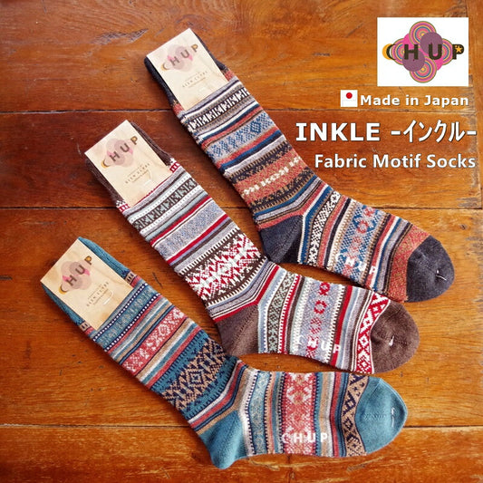 CHUP(チュプ)"INKLE(インクル)"【数量限定生産】織物柄ソックス(3色)【S/M/メンズ/レディース】【日本製】