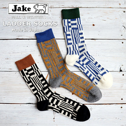 Jake(ジェイク)【Men's メンズ レディース大きめ】French Bull(フレンチブル)No.21-24251 ラダーソックス(3色)【2024-25年秋冬新作☆数量限定生産！ストライプ メリノウール 日本製】