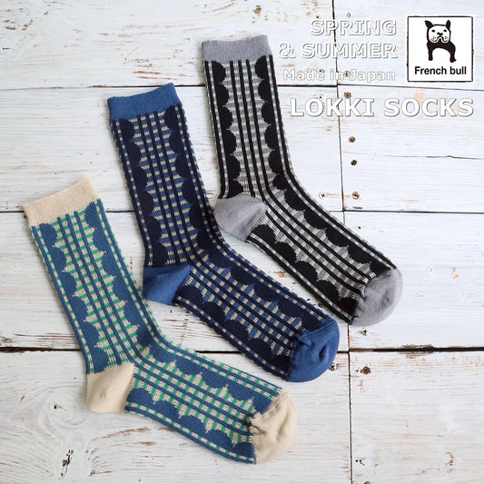 French Bull フレンチブル No.11-26109 ロッキソックス(3色) 2026年春夏新作 宴 レディース 靴下 フリルとチェック柄 ジャガード編み シルケットの綿糸 日本製【追跡メール便送料無料】