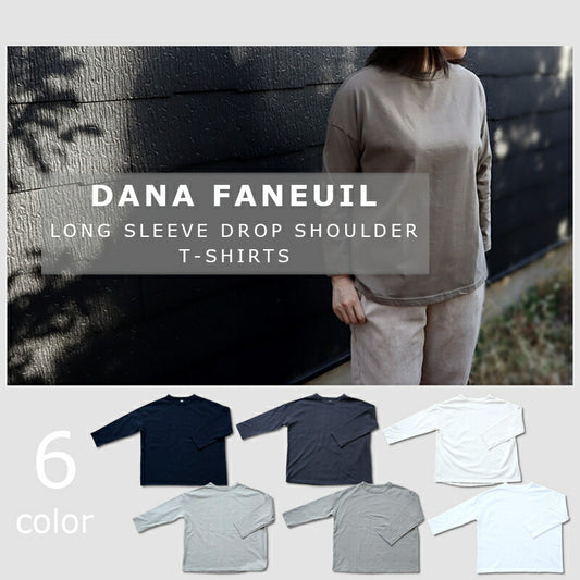 DANA FANEUIL(ダナファヌル) ムラ糸天竺ドロップショルダー長袖Tシャツ D-5823405(6色)【2024年春夏☆】【コットンTシャツ/レディース/ゆったり/高品質/日本製】