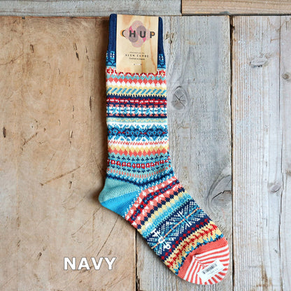 CHUP(チュプ) "LULL RAIN(ラルレイン)" ソックス(3色×2サイズ) 2026年春夏 数量限定生産 日本製 再入荷無し 丈夫 適度な厚み オーガニックコットン 中厚ソックス フェアアイル柄 ノルディック柄 ナバホ柄【追跡メール便送料無料】
