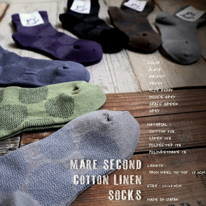 Put on socks(プットオンソックス)"mare 2nd"マール コットンリネンソックス(7 COLOR)【綿麻 波のようなギザギザ柄ドット ジャガード編み 素足より快適 クーラー冷房対策 ルームソックス 締め付けすぎない 冷えとり】【日本製/MADE IN JAPAN】