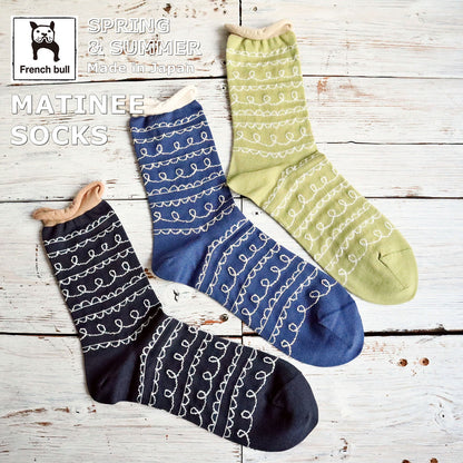 French Bull フレンチブル No.11-26123 マチネソックス(3色) 2026年春夏新作 宴 レディース 靴下 ガーランド 柄にはラメ糸を使用 シルケットの綿糸 日本製【追跡メール便送料無料】