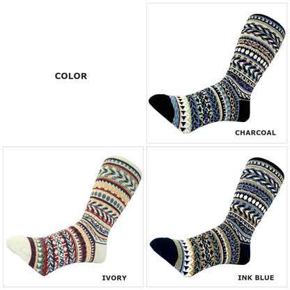 CHUP(チュプ) "MONTEZUMA WELL(モンテズマウェル)" ソックス(3色×1サイズ) 2026年春夏 数量限定生産 日本製 再入荷無し 丈夫 適度な厚み オーガニックコットン 中厚ソックス フェアアイル柄 ノルディック柄 ナバホ柄【追跡メール便送料無料】