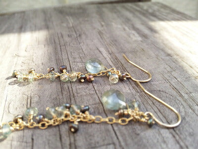 Rafia(ラフィア)Moss Aquamarine(モスアクアマリン)ピアス(アクセサリー)【天然石】【パワーストーン】【数量限定】【MADE IN USA】【送料無料】