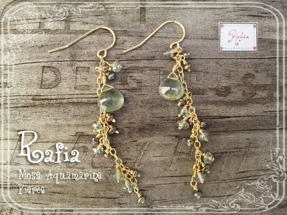 Rafia(ラフィア)Moss Aquamarine(モスアクアマリン)ピアス(アクセサリー)【天然石】【パワーストーン】【数量限定】【MADE IN USA】【送料無料】