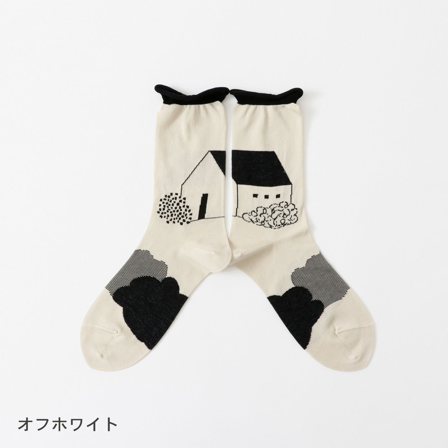French Bull(フレンチブル)No.11-24258 ムイストソックス(3色)【24-25秋冬 家モチーフ シルケット綿 リンキング仕様 快適な履き心地 日本製】